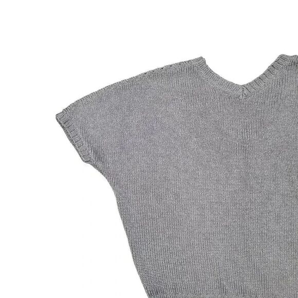 Gap Women's Gray Silver Acrylic Nylon V-Neck Sleeveless Knit Sweater - Picture 8 of 11